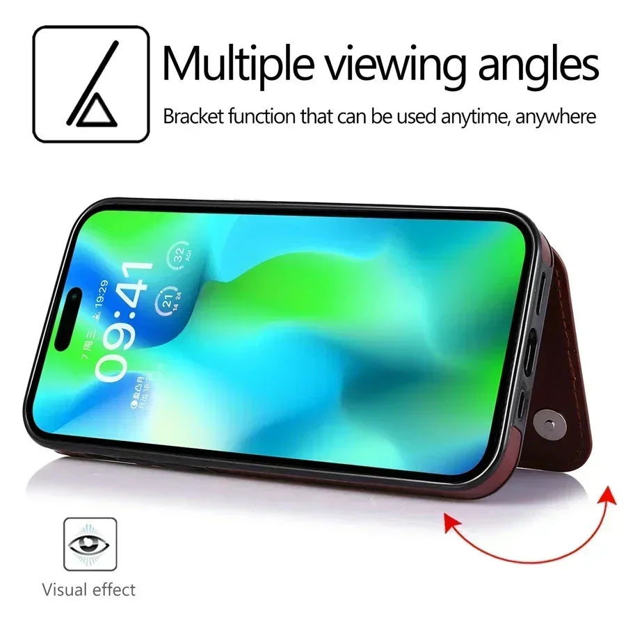 Leather Wallet Case for iPhone