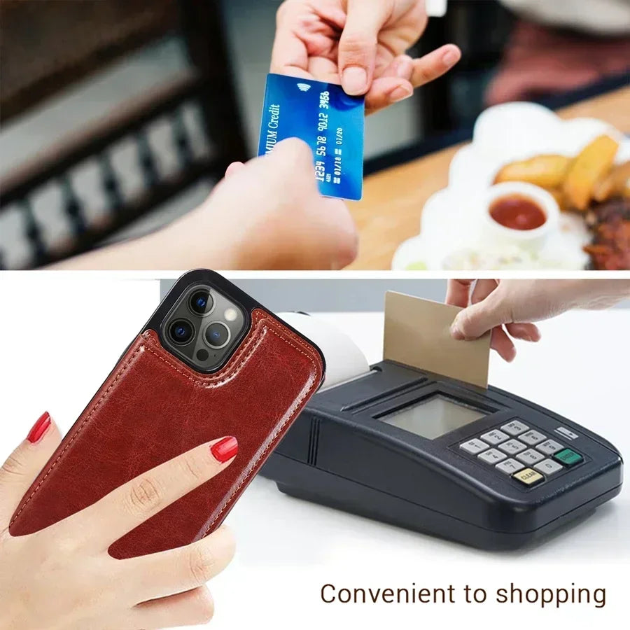 Leather Wallet Case for iPhone