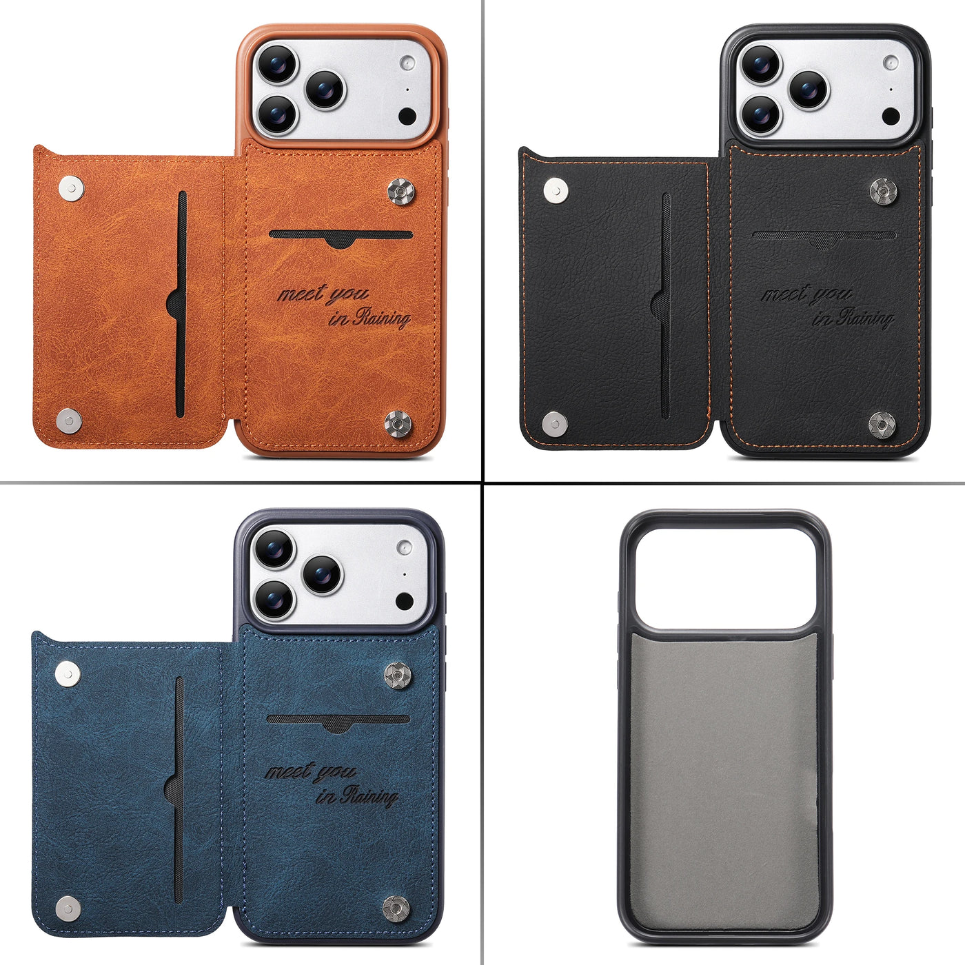 Luxury Leather Wallet Case for iPhone