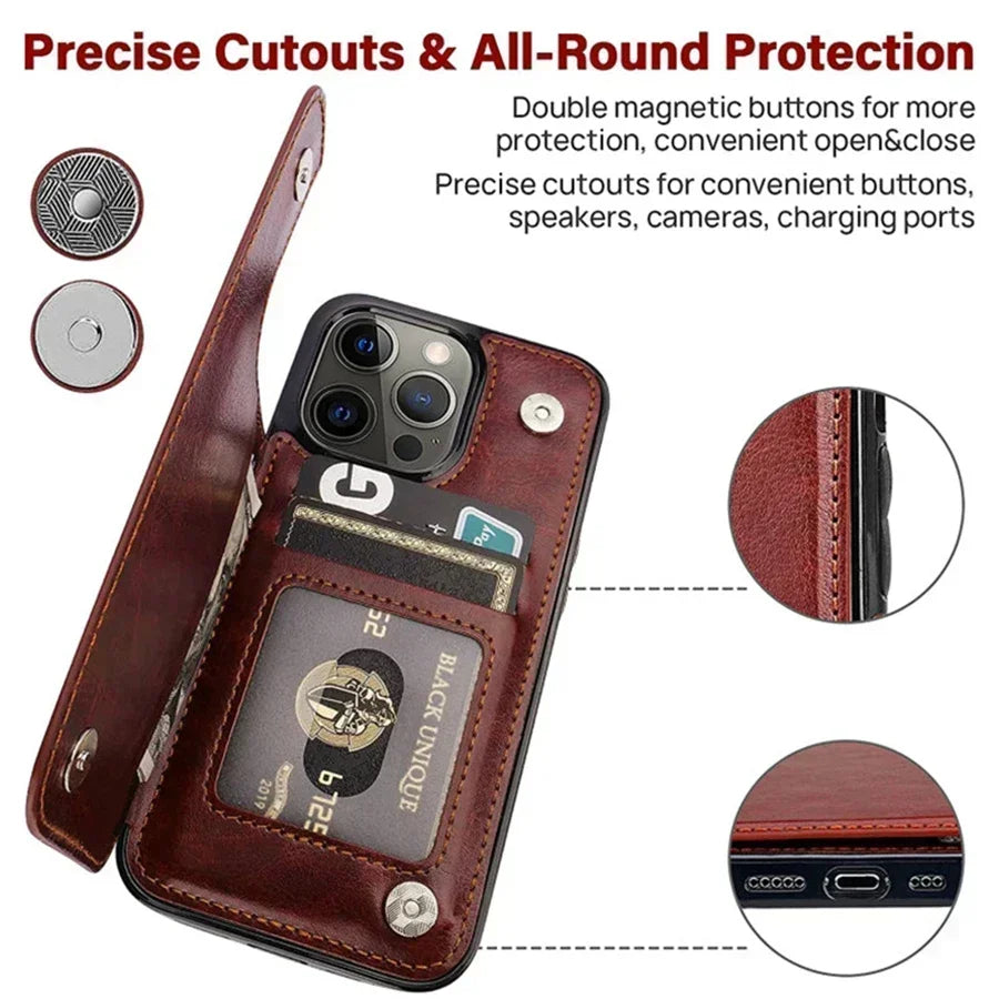 Leather Wallet Case for iPhone