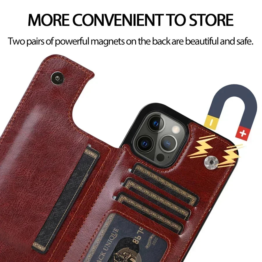 Leather Wallet Case for iPhone
